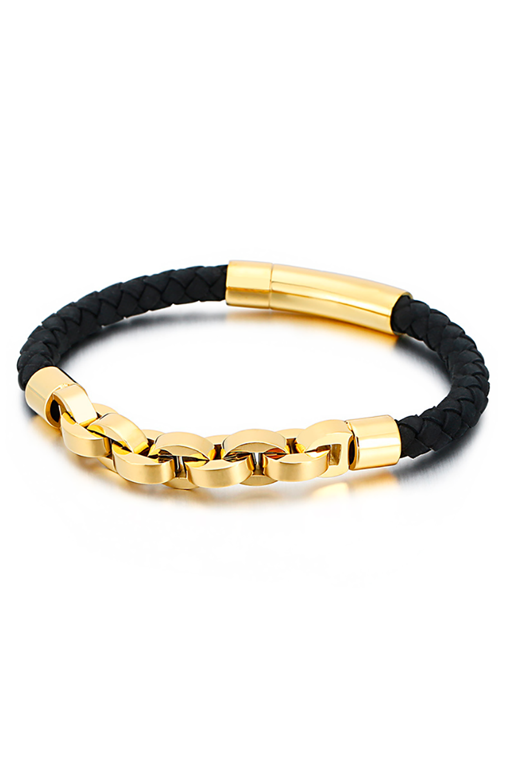 ADA Collection Gold-Plated Hook & Leather Bracelet –